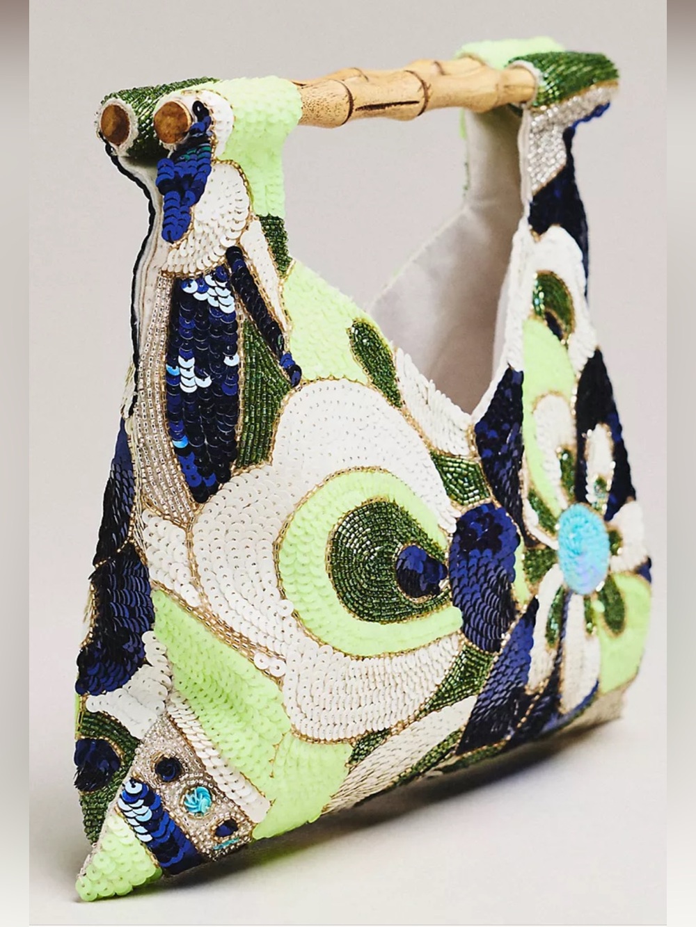 NWT🌷Anthropology Maeve Beaded Bamboo Hand Bag